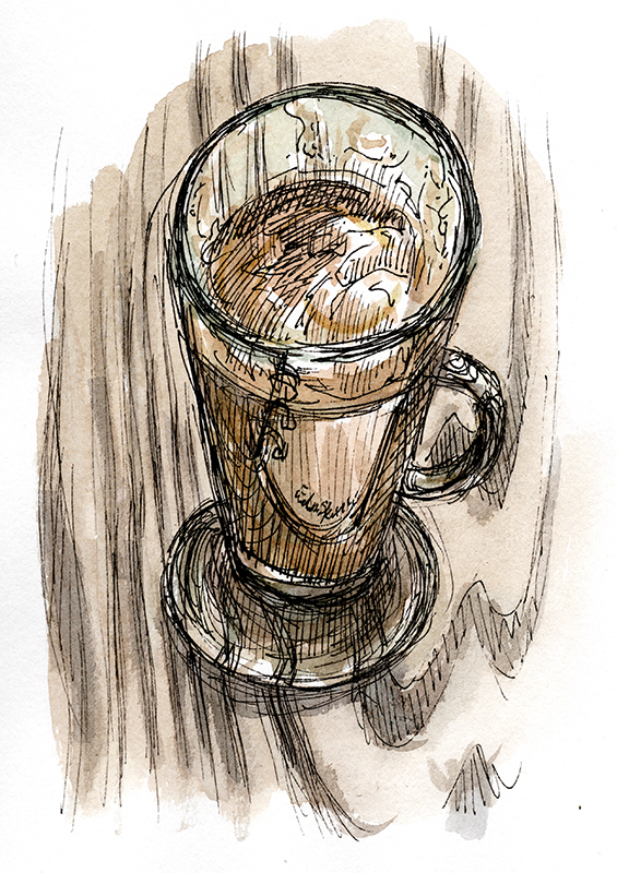 latte on wood sketch